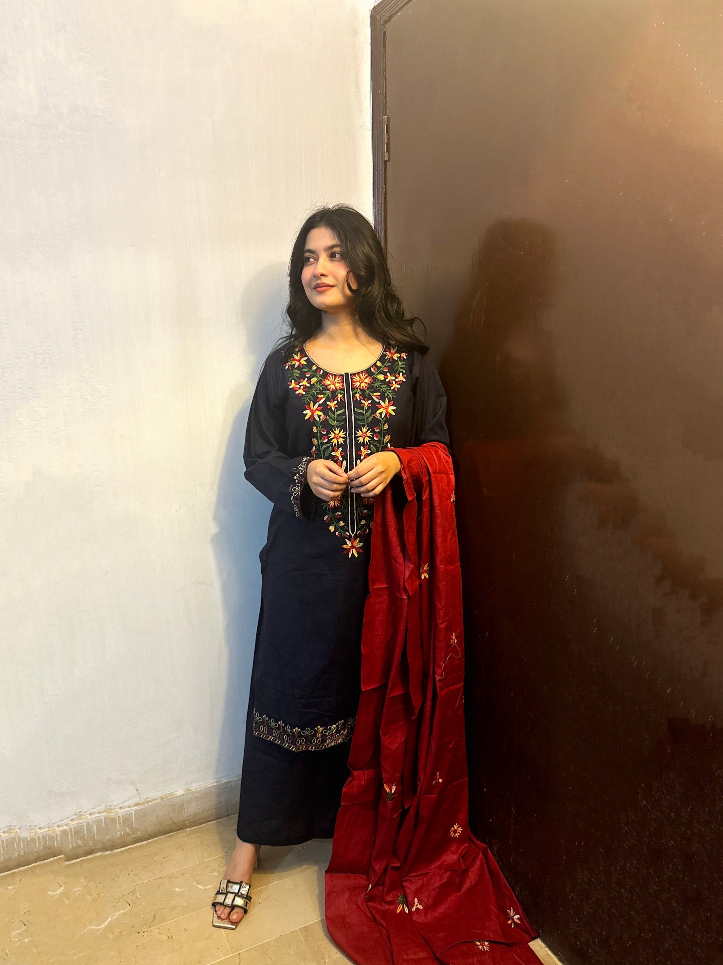 3-PC Embroidered Premium Khaddar suit- Baagh