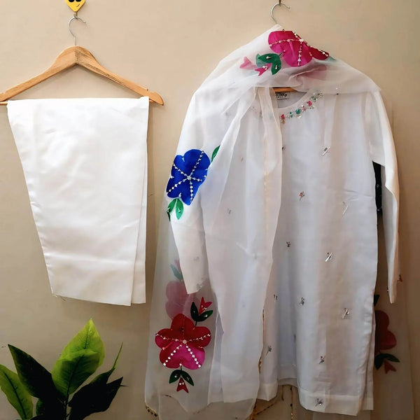 3 pc farshi shalwar suit- Chand - Ushams Clothing