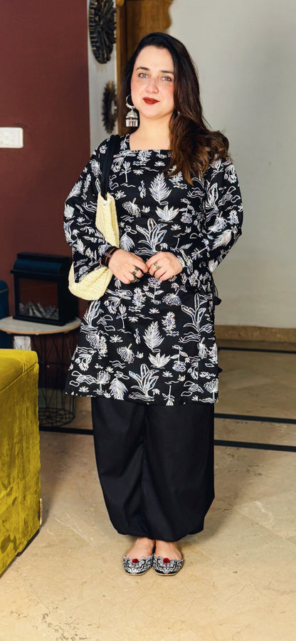 Lawn stitched 2 pc shalwar suit- Meher