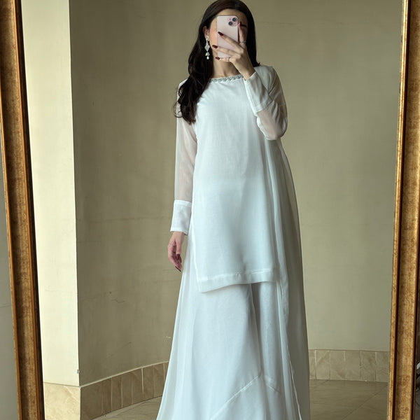 3pc white chiffon suit- SAJAL