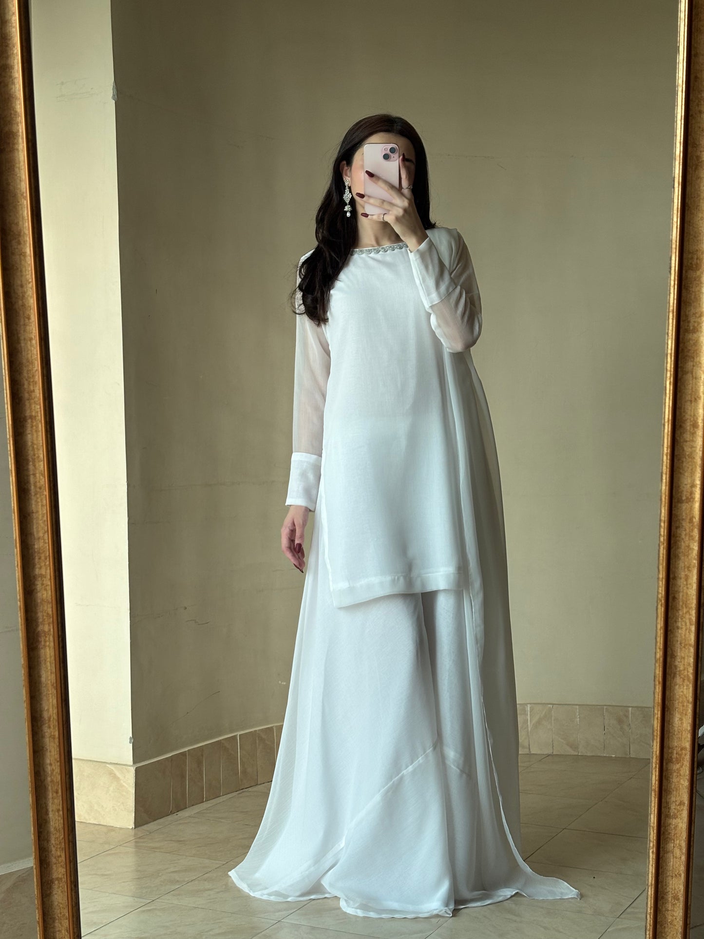 3pc white chiffon suit- SAJAL