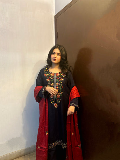 3-PC Embroidered Premium Khaddar suit- Baagh