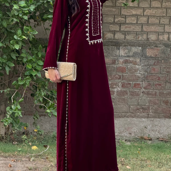 3pc Hand Embroidered Velvet kaftaan suit- DIVA