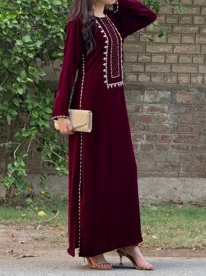 3pc Hand Embroidered Velvet kaftaan suit- DIVA