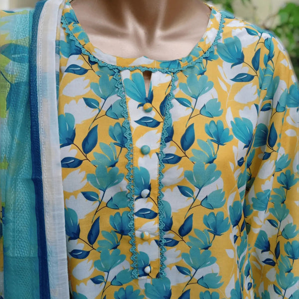 3 pc printed Swiss lawn suit - Breeze - Ushams Clothing